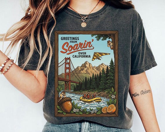 Vintage Disney Soarin' Over California Shirt, Chip and Dale Disney Travel Shirt, Adventure Disney Shirt, Disneyland California Tee