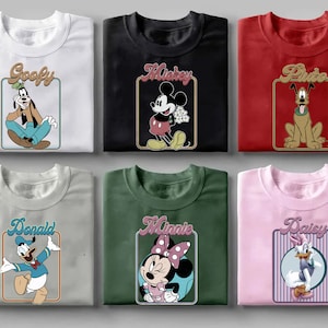 Custom Vintage Mickey and Friends Y2K Style Shirts, Minnie, Donald, Goofy, Pluto Shirts, Disney Characters, Disney Group Matching Tees