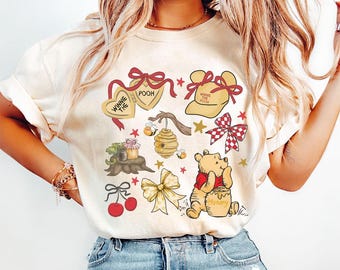 Winnie the Pooh Hunny Coquette Shirt, Cute Pooh Bear Bows T-Shirt, Pooh Co Shirt, Pooh Bear Tee