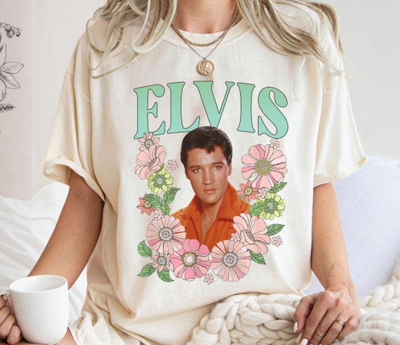 Retro Elvis Floral Shirt, King of Rock Tee, Elvis Presley T-shirt