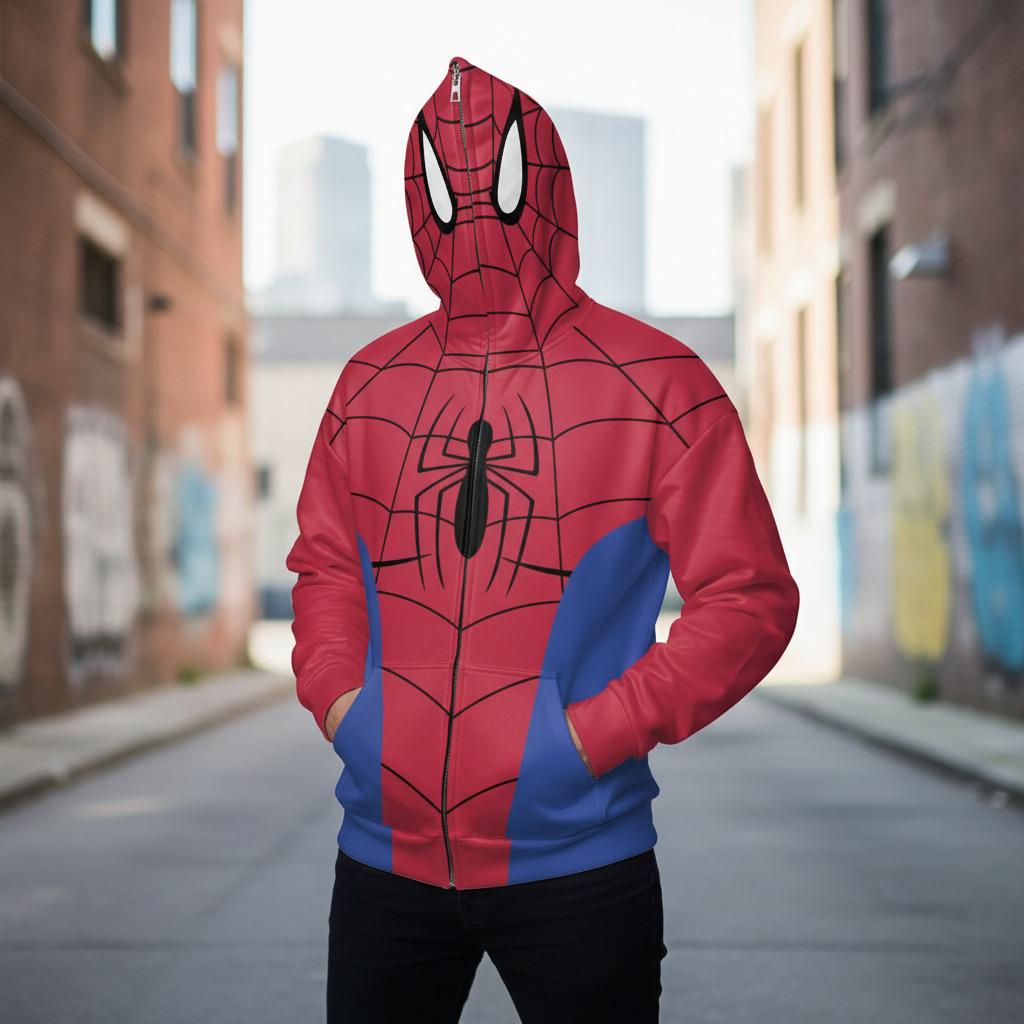 Full Zip Hoodie Spiderman - Etsy