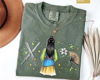 Mulan Disney Princess Watercolor Shirt, Mulan & Mushu Best Friends Tee, Li Shang Cri-Kee Shirt, Girly Aesthetic Group Trip Matching Tees