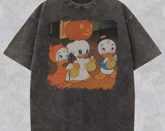 Camiseta retro de Halloween de Huey, Dewey y Louie, camiseta para fiesta de Halloween de Ducktales, camiseta vintage de Halloween espeluznante, conjunto familiar a juego para Halloween.