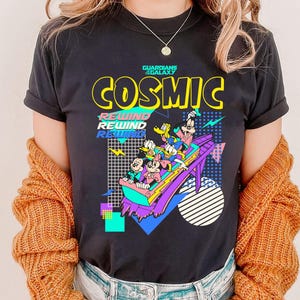 Mickey and Friends Shirt, Guardians of the Galaxy Cosmic Rewind T-shirt, Epcot Vintage 80's Style Tee, Disney Vacation, Disneyland Trip image 2