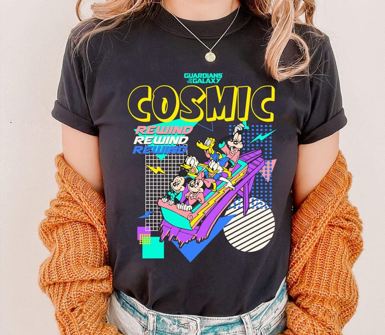 Mickey and Friends Shirt, Guardians of the Galaxy Cosmic Rewind T-shirt, Epcot Vintage 80's Style Tee, Disney Vacation, Disneyland Trip image 2