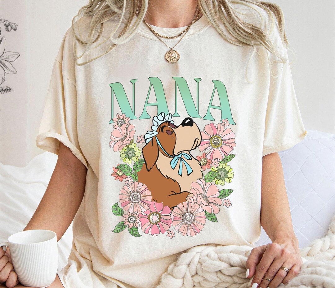 Retro Nana Dog Floral Shirt, Peter Pan T-shirt, Disney Dogs Tee, Family ...