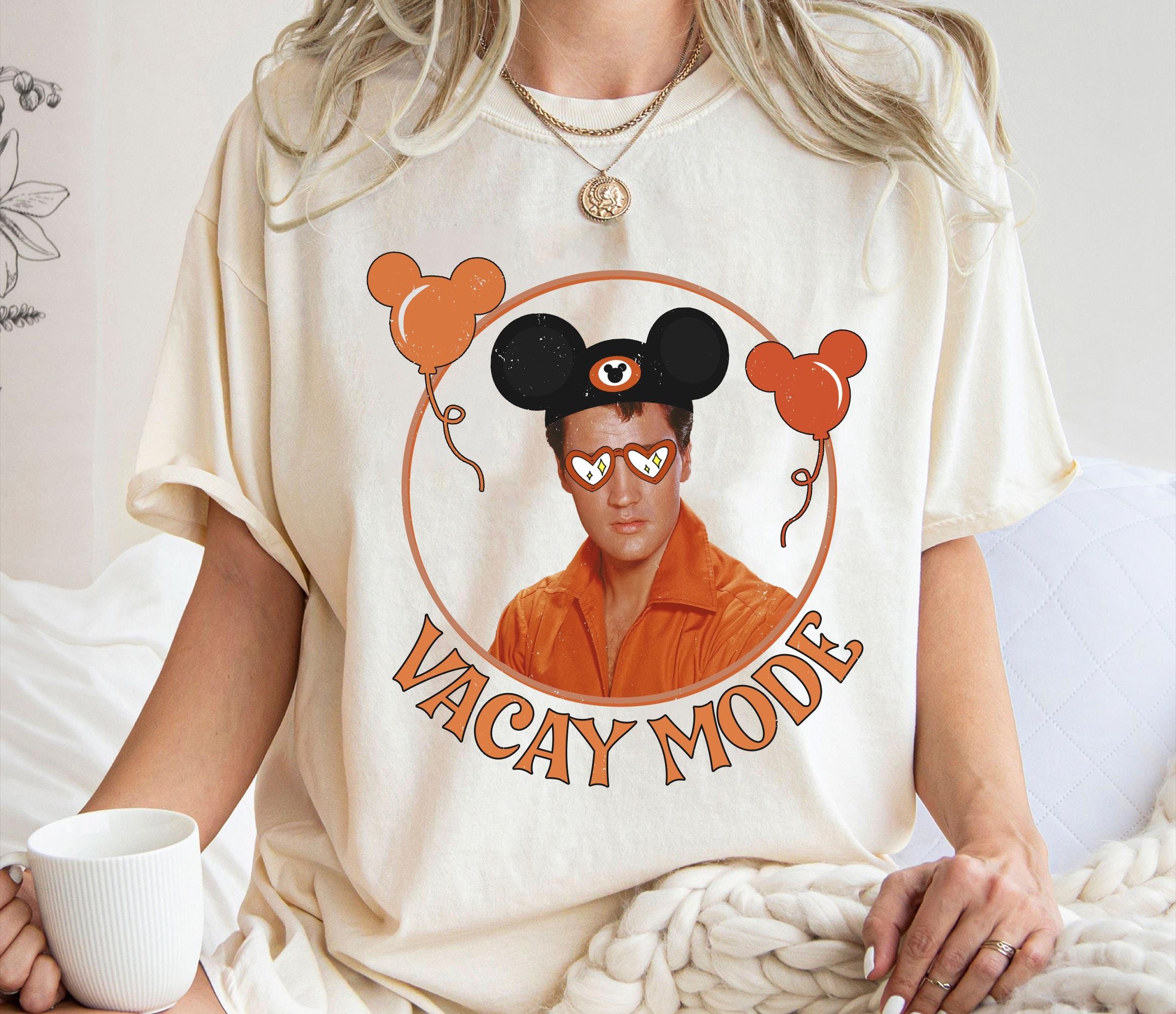 Retro Elvis Presley With Mickey Balloon Shirt, Vacay Mode T-Shirt