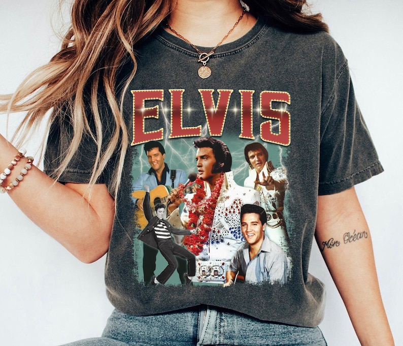 Camiseta vintage de Elvis de los 90, camiseta del Rey del Rock, camiseta de Elvis Presley, regalo de música rock and roll para fans. imagen 1