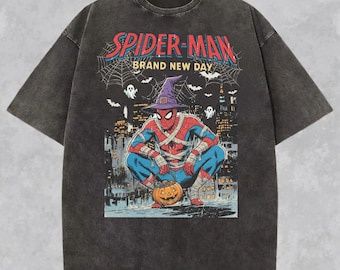 Vintage Spider-Man Halloween Shirt, Spider-Man Mummy Witch T-Shirt, Marvel Avengers Halloween Shirt, Spiderman Tee, MCU Fan Gift
