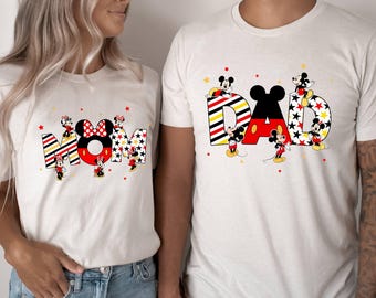 Custom Mom and Dad Shirt, Mickey Dad, Minnie Mom T-shirt, Personalized Mickey and Minnie Shirt, Family Matching Shirts, Disneyland Trip
