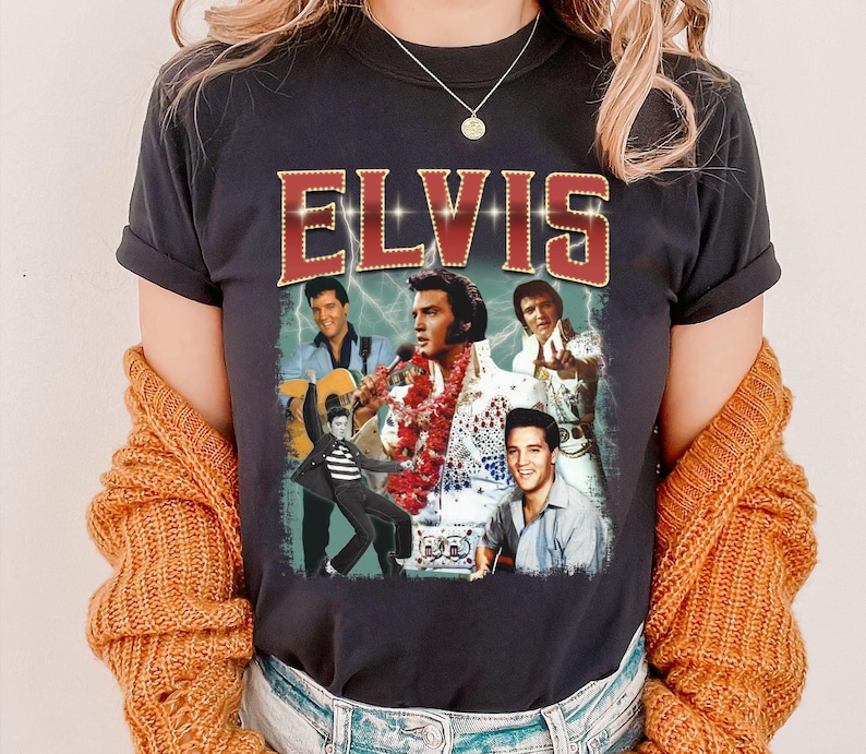 Camiseta vintage de Elvis de los 90, camiseta del Rey del Rock, camiseta de Elvis Presley, regalo de música rock and roll para fans. imagen 2