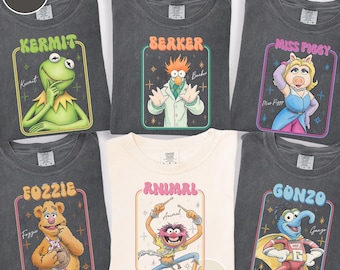 Vintage The Muppets Miss Piggy, Animal, Kermit, Beaker, Fozzie, Gonzo Shirts, Retro The Muppets Show T-shirt, Disneyland Family Trip