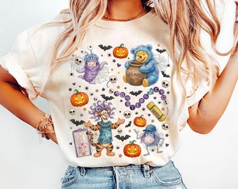 Halloween Winnie the Pooh Costume Monsters Inc Shirt, Cute Spooky Disney Eeyore Tigger Monsters Inc Spooky T-Shirt, Disneyland Family Trip