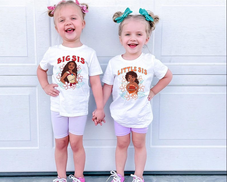 Custom Big Sis and Little Sis Shirts, Personalized Moana and Simea Shirts, Moana T-shirt, Sisters Matching, Disney Sister Tees image 1