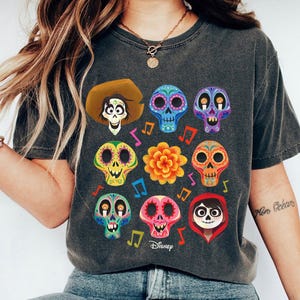 Coco Character Grid Sugar Skulls Shirt, Coco T-shirt, Family Vacation Matching Trip