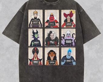 Retro Villains Mugshot Shirt, Bad Guys Tee, Villains Characters Shirt, Evil Queen Hades Scar Maleficent, Good To Be Bad Tee, Evil Friends