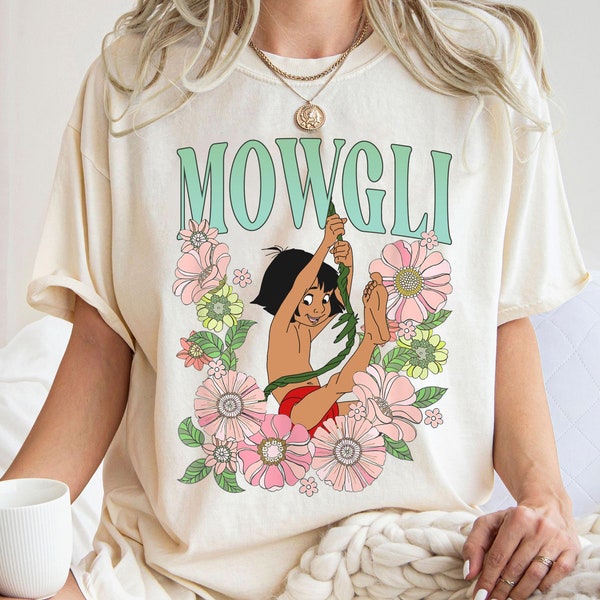 Retro Mowgli Floral Shirt, The Jungle Book Tee, Disney Family Vacation, Disneyland Trip