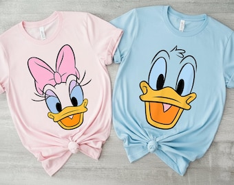 Daisy and Donald Big Face Cute Shirts, Couple Matching Tees, Mickey and Friends, Valentine's Day