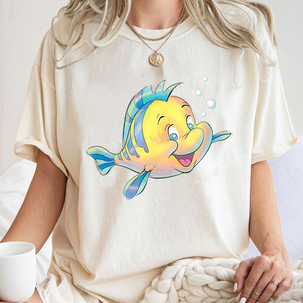 Flounder Bubbles Shirt, The Little Mermaid T-Shirt, Ariel Princess and Friends Tee, Disney Vacation, Disneyland Trip