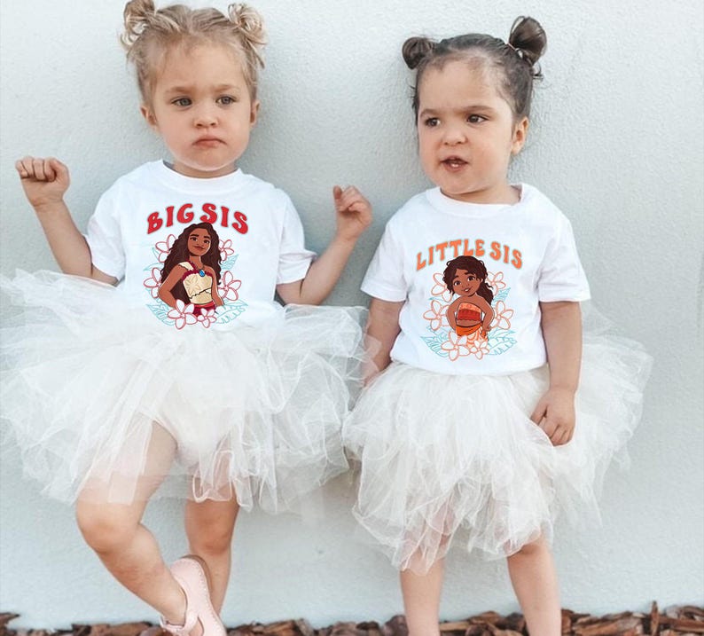 Custom Big Sis and Little Sis Shirts, Personalized Moana and Simea Shirts, Moana T-shirt, Sisters Matching, Disney Sister Tees image 2