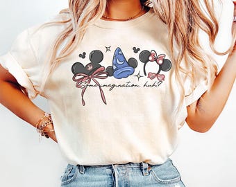 Cute Coquette Bow Sorcerer Mickey and Minnie Ears Pastel Blue Shirt, Fantasia Sorcerer Mickey Shirt, Fantasia Mickey Shirt, Fantasmic Shirt
