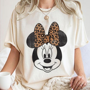 Vintage Minnie Mouse Leopard Print Bow Shirt, Mickey and Friends T-Shirt, Disney Family Vacation, Disneyland Trip