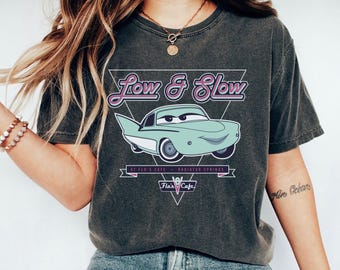 Camiseta Flo Low & Slow en Flo's V8 Café, camiseta de la película Cars, camiseta de corredor, vacaciones familiares en Disney, viaje a Disneyland