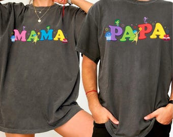 Custom Papa and Mama Shirts, Personalized Inside Out Tees, Mother’s Day Father’s Day, Disney Vacation, Family Matching Shirts