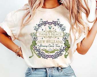 Camiseta vintage del Palacio de Tiana en Nueva Orleans: Los sueños se hacen realidad, camiseta de La Princesa y el Sapo, camiseta de la Princesa Tiana, regalo de cumpleaños para niña