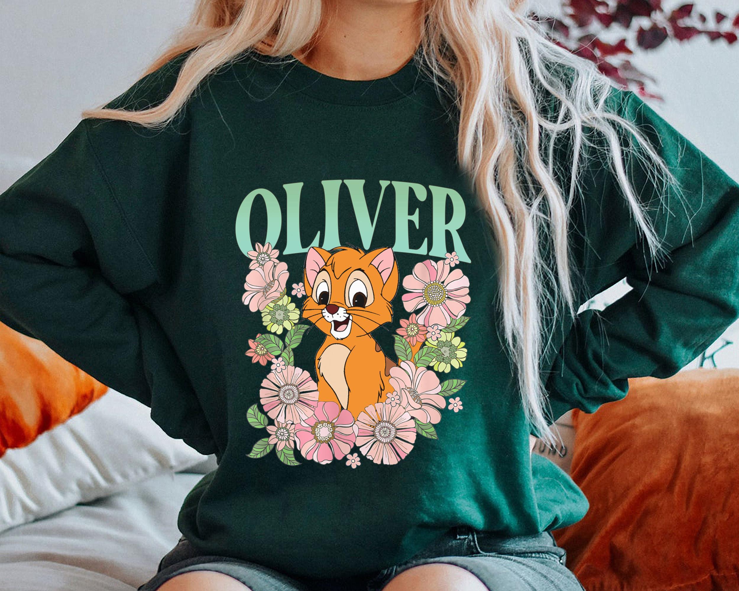 トップス 80s Oliver vintage sweat shirt Disney Oliver Floral Retro Shirt, Oliver and Company T-shirt