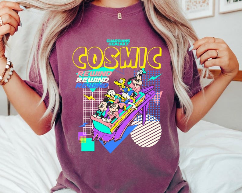 Mickey and Friends Shirt, Guardians of the Galaxy Cosmic Rewind T-shirt, Epcot Vintage 80's Style Tee, Disney Vacation, Disneyland Trip image 5