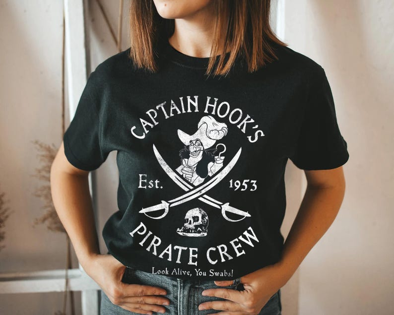 Villains Captain Hook Pirate Crew Est 1953 Logo Shirt, Peter Pan T-shirt, Magic Kingdom, Family Matching Tee Gift Ideas For Men Women image 2