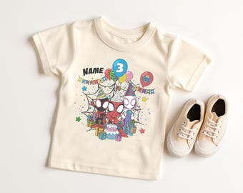 Personalized Spidey and His Amazing Friends Birthday Shirt, Spidey T-shirt, Spider Inspired Birthday Shirt, Toddler Birthday Tee