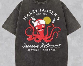 Vintage Harryhausen's Japanese Restaurant Shirt, Octopus Chef T-Shirt, Monsters Inc Shirt, Harryhausen Tee, Monsters University