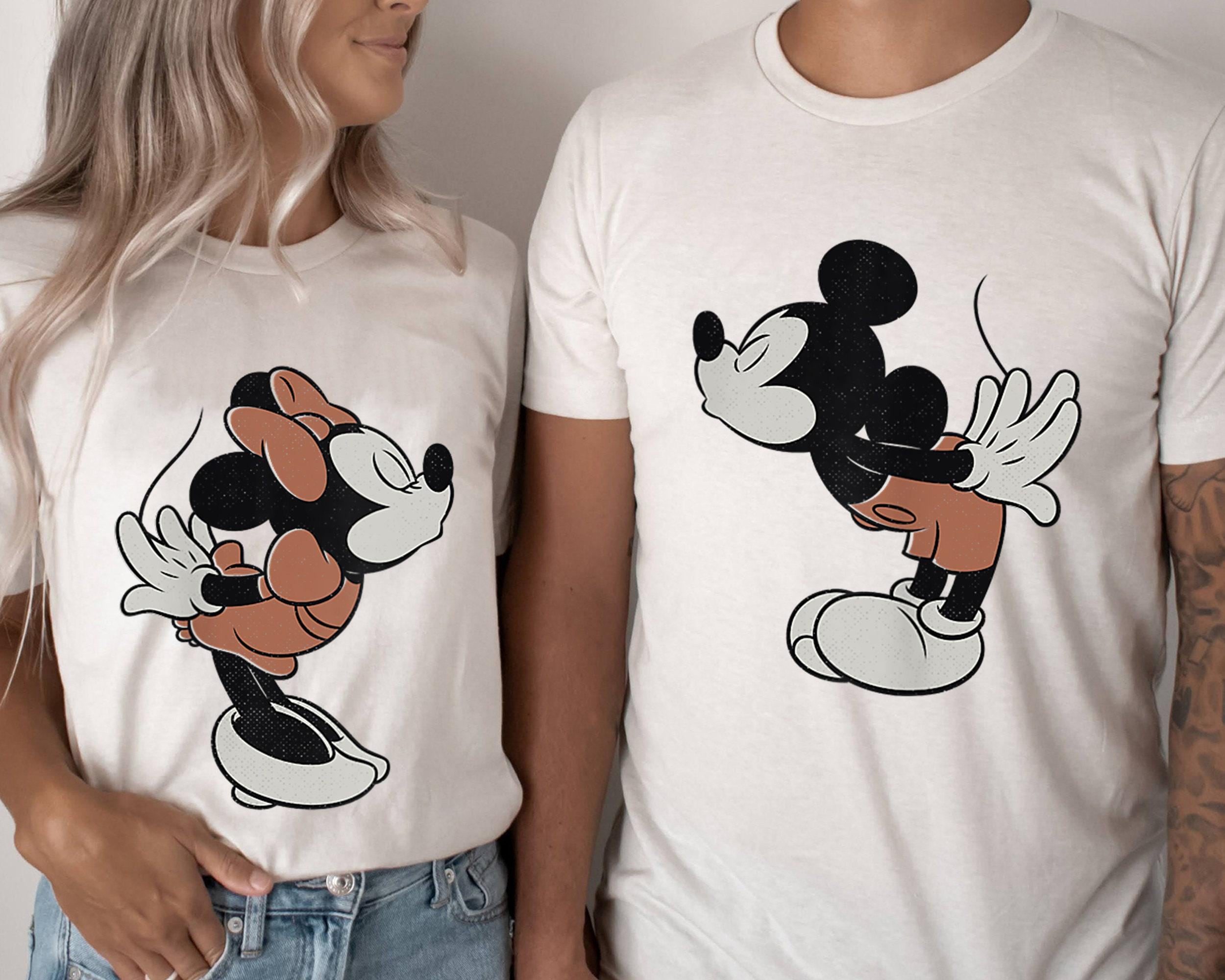 Custom Mickey and Minnie Mouse Kiss Shirts, Mickey & Minnie Mouse Sweet Smooch Tees, Mickey and Friends T-Shirts, Couple Matching Shirts
