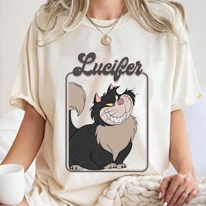 Lucifer Cat Vintage Y2k Style Shirt, Cinderella T-shirt,  Disney Cats Tee, Family Vacation, Disneyland Trip Gift For Cat Lover