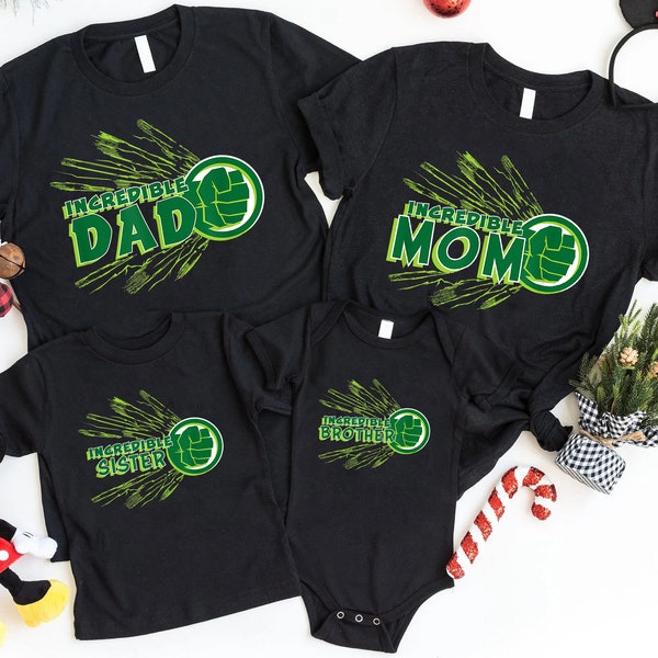 Custom Hulk Incredible Family Shirts, Personalized Hulk Shirts, Mom Dad and Me Matching Shirts, Disney Trip Vacation 2023