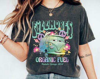 Camiseta Fillmores Organic Fuel, camiseta de la película Cars, camiseta de corredor, vacaciones familiares en Disney, viaje a Disneyland.