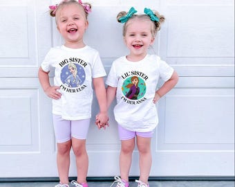 Custom I'm Her Elsa I'm Her Anna Shirts, Personalized Big Sister Lil'  Sister Shirts, Frozen T-shirt, Sisters Matching, Disney Sister Tees