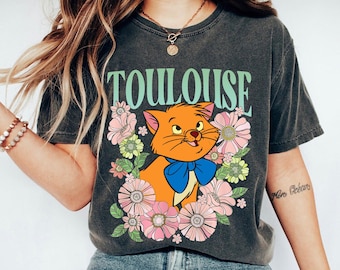 Toulouse Floral Retro Shirt, The Aristocats T-shirt, Disney Aristocat Shirt, Disney Cat Tee Gift Ideas For Men Women Cat Lover