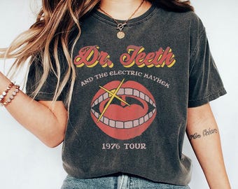 Camiseta vintage de la gira de Dr. Teeth & The Electric Mayhem de 1976, camiseta de Disney Los Muppets, conjunto a juego para el viaje familiar a Disneyland 2026