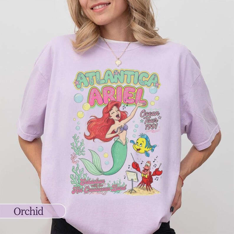 Vintage Atlantica Ariel Ocean Tour 1991 Shirt, Ariel and Sebastian T-shirt, The Little Mermaid Tee, Ariel Mermaid Shirt, Disney Ariel Shirt image 6