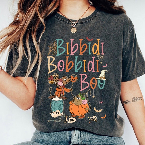 Bibbidi Bobbidi Boo Halloween Shirt, Jaq And Gus Shirt,Halloween Pumpkin Shirt, Disney Cinderella T-shirt, Halloween Shirt, Disney Halloween