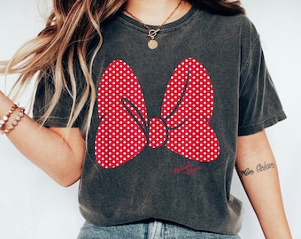 Minnie Mouse Shirt, Minnie Polka Dot Print Classic Bow T-shirt, Mickey and Friends Tee, Disney Family Vacation, Disneyland Trip