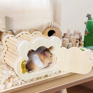 Hamster Wooden Hideout, Hamster Digging Box, Hamster Shelter, Hamster Chipmunk Chinchilla Sugar Glider Playhouse, Hamster Cage Decor