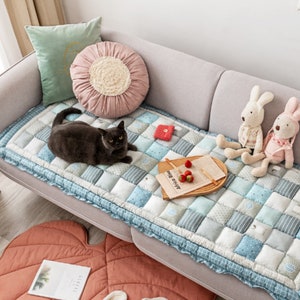 Thickened All-Season Universal Cotton Sofa Cushion, Anti-Slip Patchwork Sofa Pad,Sofa Protector from Cat Scratching,Couch Cushion,Slipcover