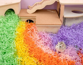 Hamster Nest Bedding Decorative Accessories, Colorful Dust-Free Paper Cotton, Hamster Supply, Hamster Cage Decor, Pet Food & Treats，Gift