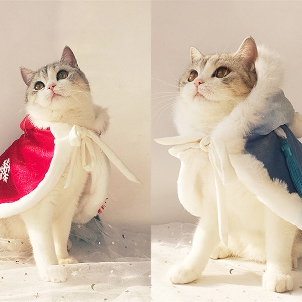 Frozen Pretty Cat Dog Princess Cloak, Christmas Pet Cloak, Kitty Cape, Puppy Cape, Winter Warm Pet Clothing, Pet Costume Cloak