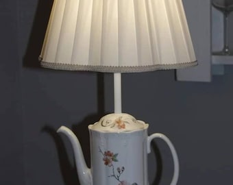 Romantique Cuore di Panna coffee lamp, handmade porcelain table lamp, vintage, made in Italy
