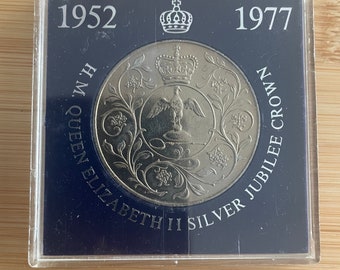 Vintage; Coin; Collectable; TSB; Queen Elizabeth; Silver Jubilee; Crown; 1952-1977; silver; cased